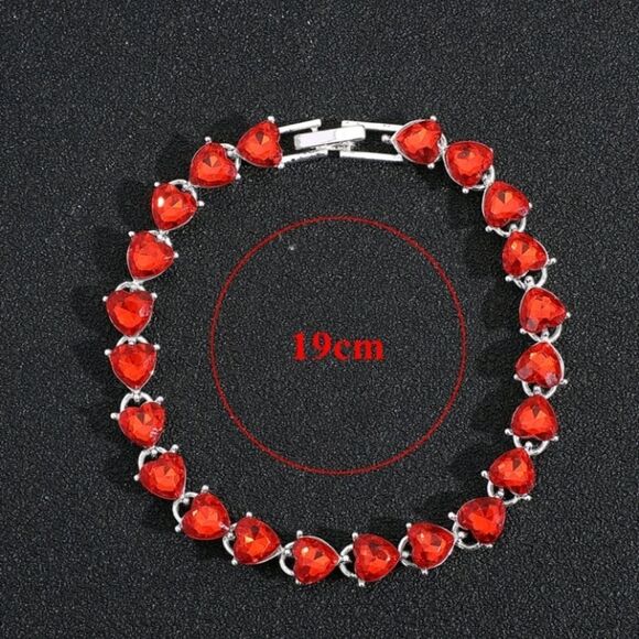 RED Hearts Sterling Silver Tennis Bracelet - Picture 6 of 6